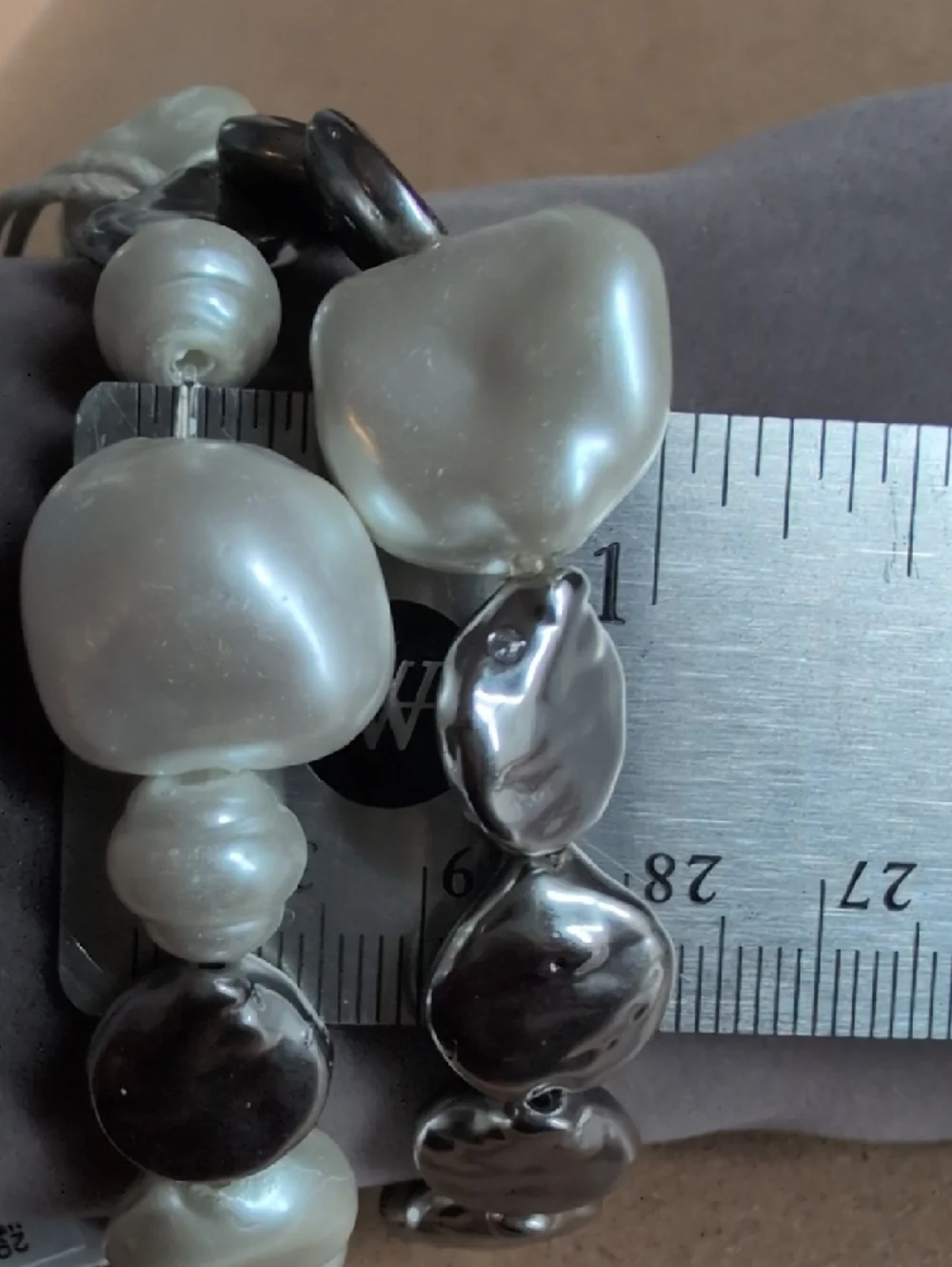 J. Jill White and Metallic Gray Baroque Pearl Stretch Bracelet Set